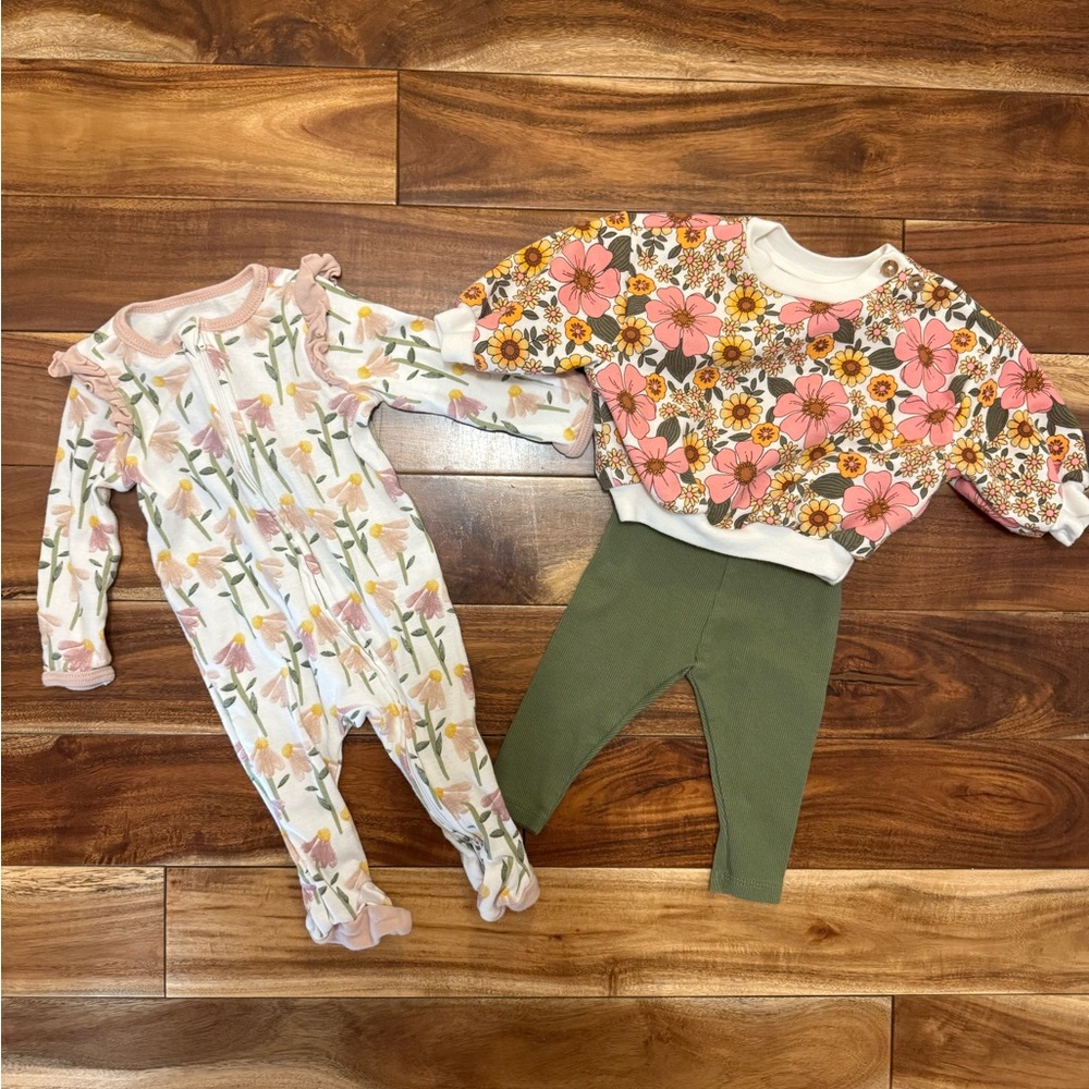 Cloud Island & Cat & Jack Floral Baby Romper and footie